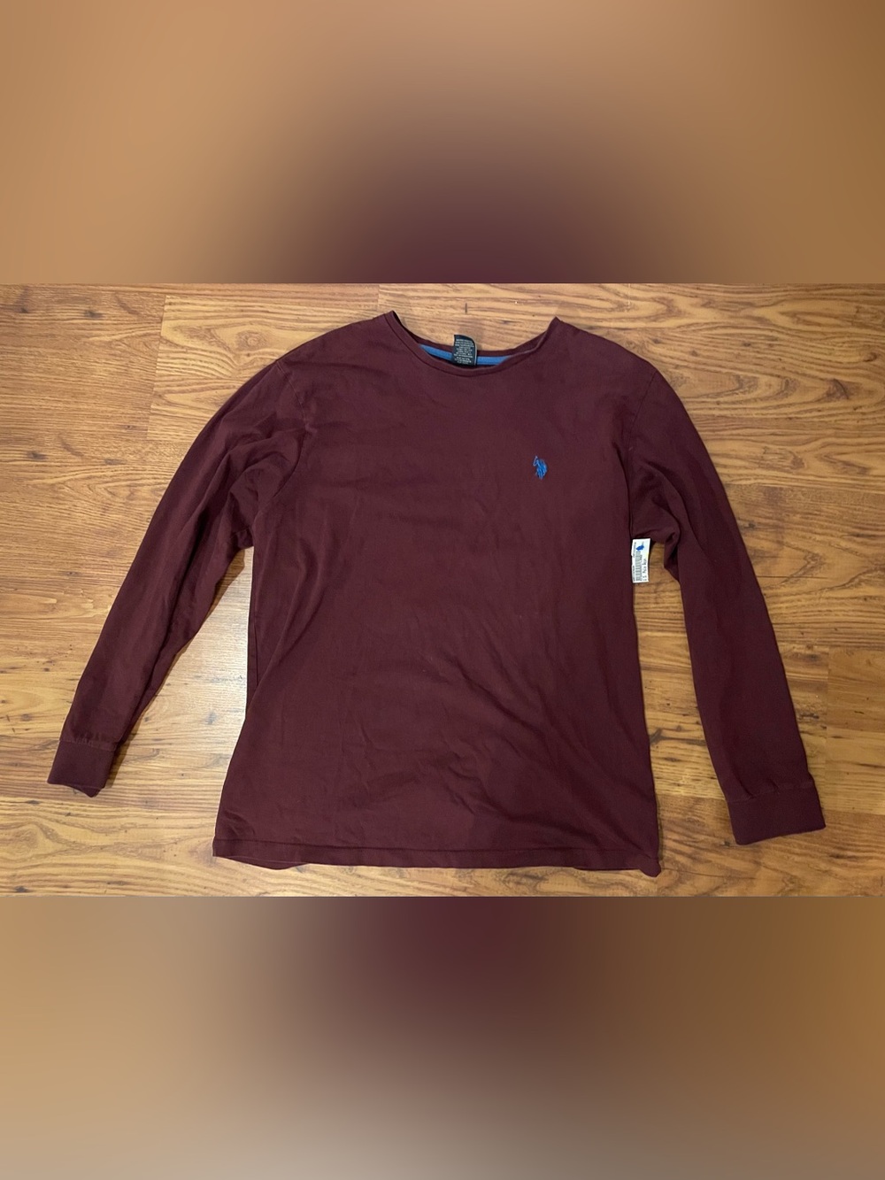 U.S. Polo Assn. Men's Burgundy Long Sleeve Crew Neck with Blue Logo